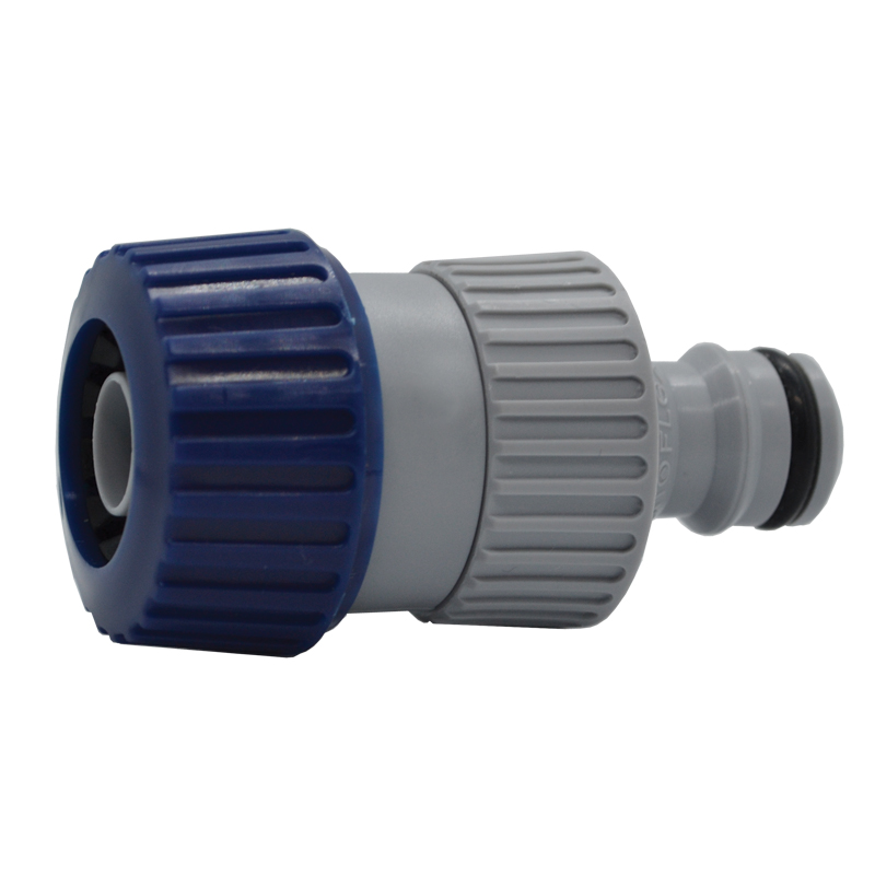 Male quick connector with hose grip